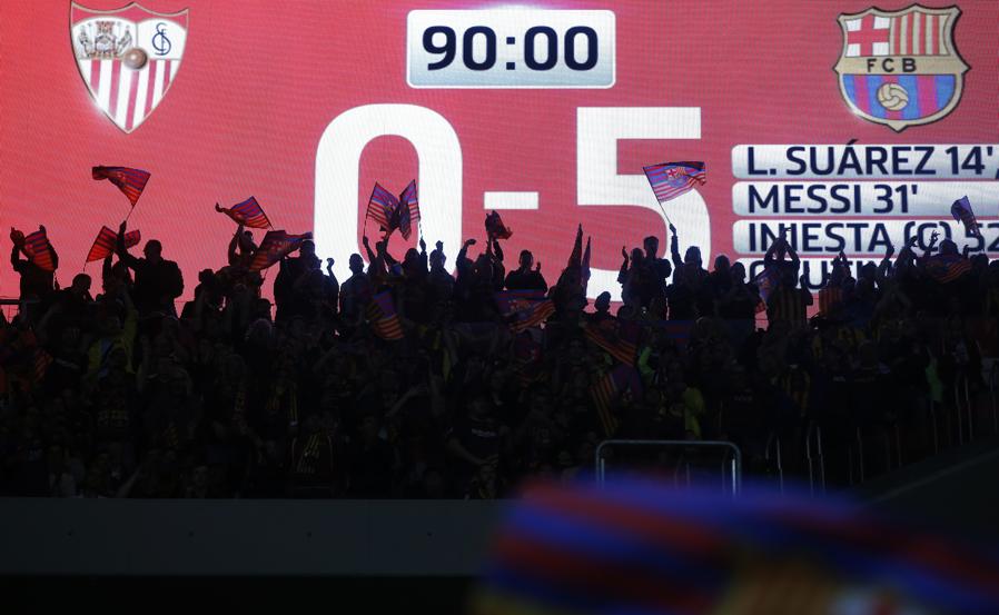 Награждание и празднование после победы в Кубке Испании